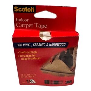 (3)-3M Scotch Indoor Carpet Tape 1.5"x42' For Vinyl, Ceramic & Hardwood. CT2010